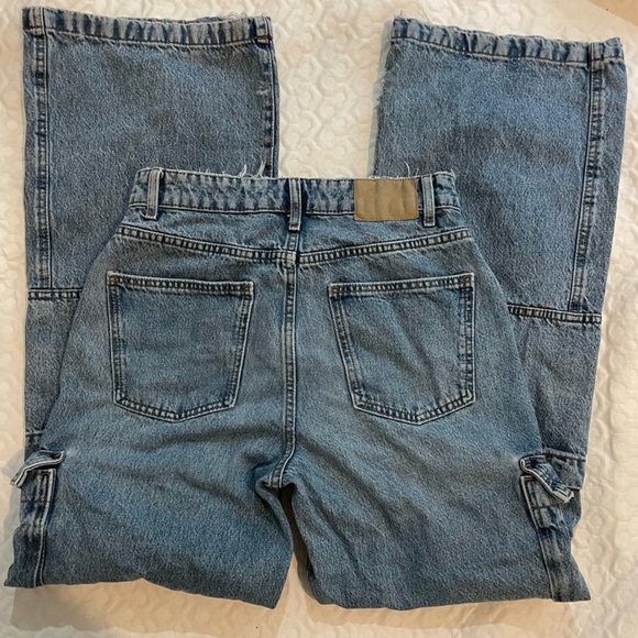 Cotton On Cargo Wide Leg Distressed Blue Jeans Women’s Size 6 Denim Medium Wash - Picture 7 of 8